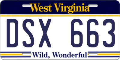 WV license plate DSX663