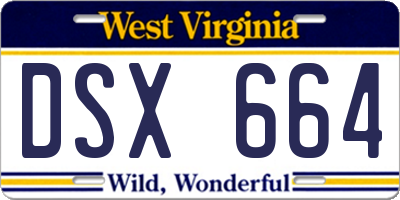 WV license plate DSX664