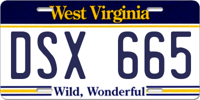 WV license plate DSX665