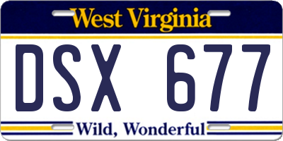 WV license plate DSX677