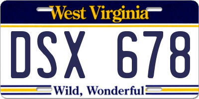 WV license plate DSX678