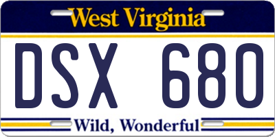 WV license plate DSX680