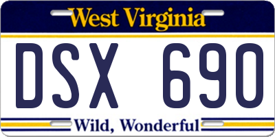 WV license plate DSX690