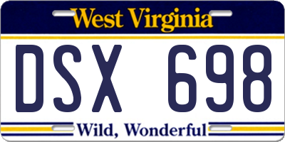 WV license plate DSX698