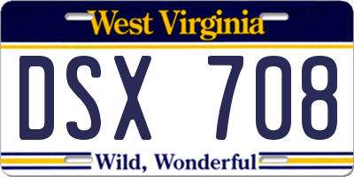 WV license plate DSX708