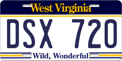 WV license plate DSX720