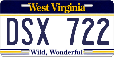 WV license plate DSX722