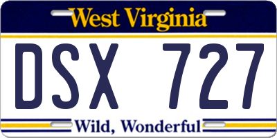 WV license plate DSX727