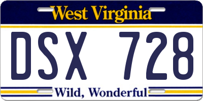 WV license plate DSX728