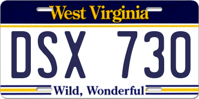 WV license plate DSX730