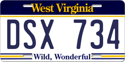 WV license plate DSX734
