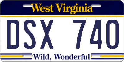 WV license plate DSX740