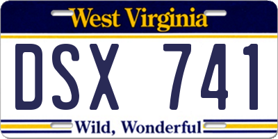 WV license plate DSX741