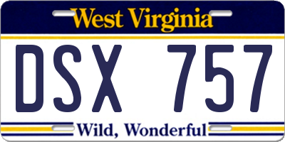 WV license plate DSX757