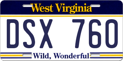 WV license plate DSX760