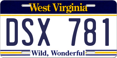 WV license plate DSX781