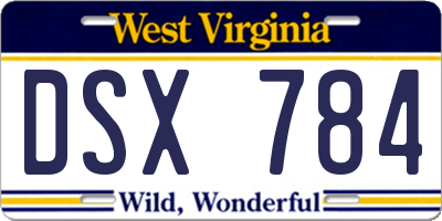 WV license plate DSX784