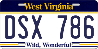 WV license plate DSX786