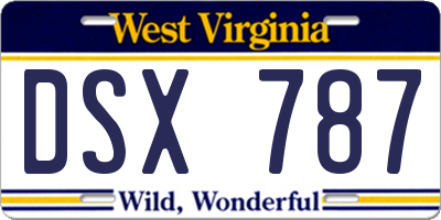 WV license plate DSX787