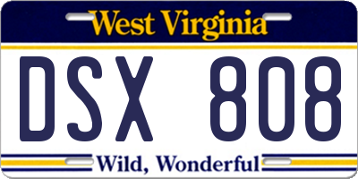 WV license plate DSX808