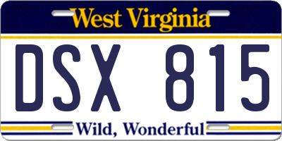 WV license plate DSX815