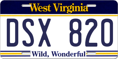 WV license plate DSX820