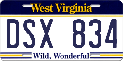 WV license plate DSX834