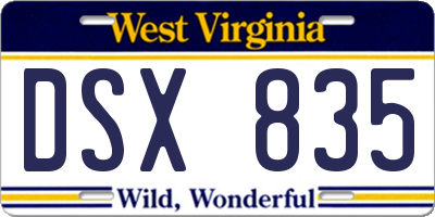 WV license plate DSX835