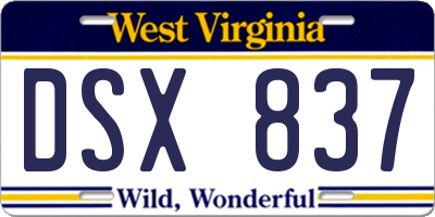 WV license plate DSX837