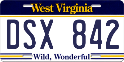 WV license plate DSX842