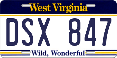 WV license plate DSX847
