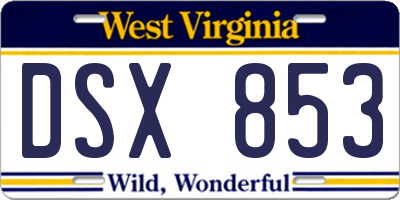 WV license plate DSX853