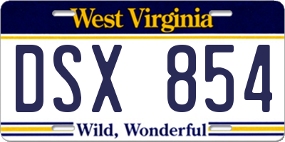 WV license plate DSX854