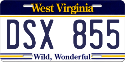 WV license plate DSX855