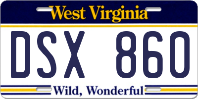 WV license plate DSX860