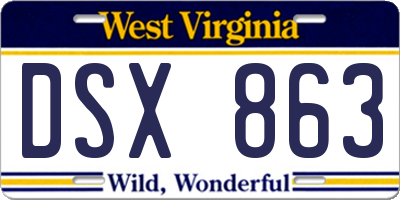 WV license plate DSX863