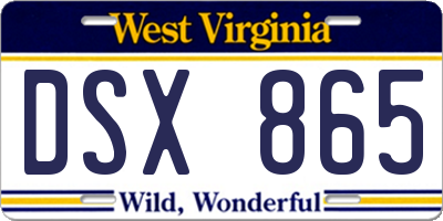 WV license plate DSX865