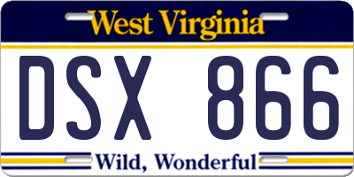 WV license plate DSX866