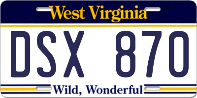 WV license plate DSX870