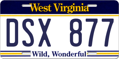 WV license plate DSX877