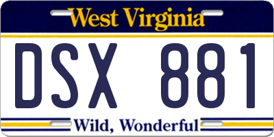 WV license plate DSX881