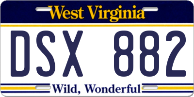 WV license plate DSX882
