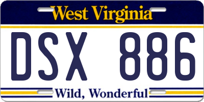 WV license plate DSX886