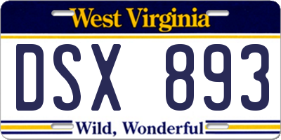 WV license plate DSX893