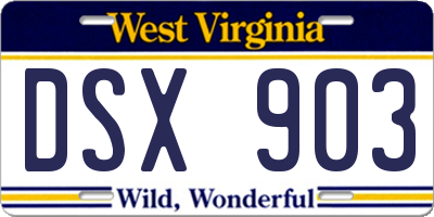 WV license plate DSX903