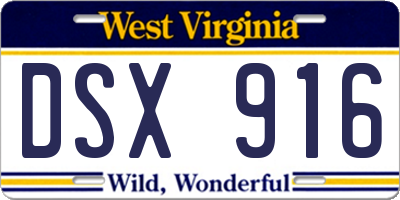 WV license plate DSX916