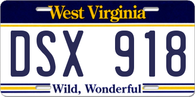 WV license plate DSX918