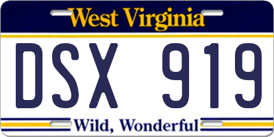 WV license plate DSX919