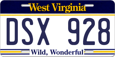 WV license plate DSX928