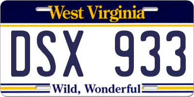 WV license plate DSX933